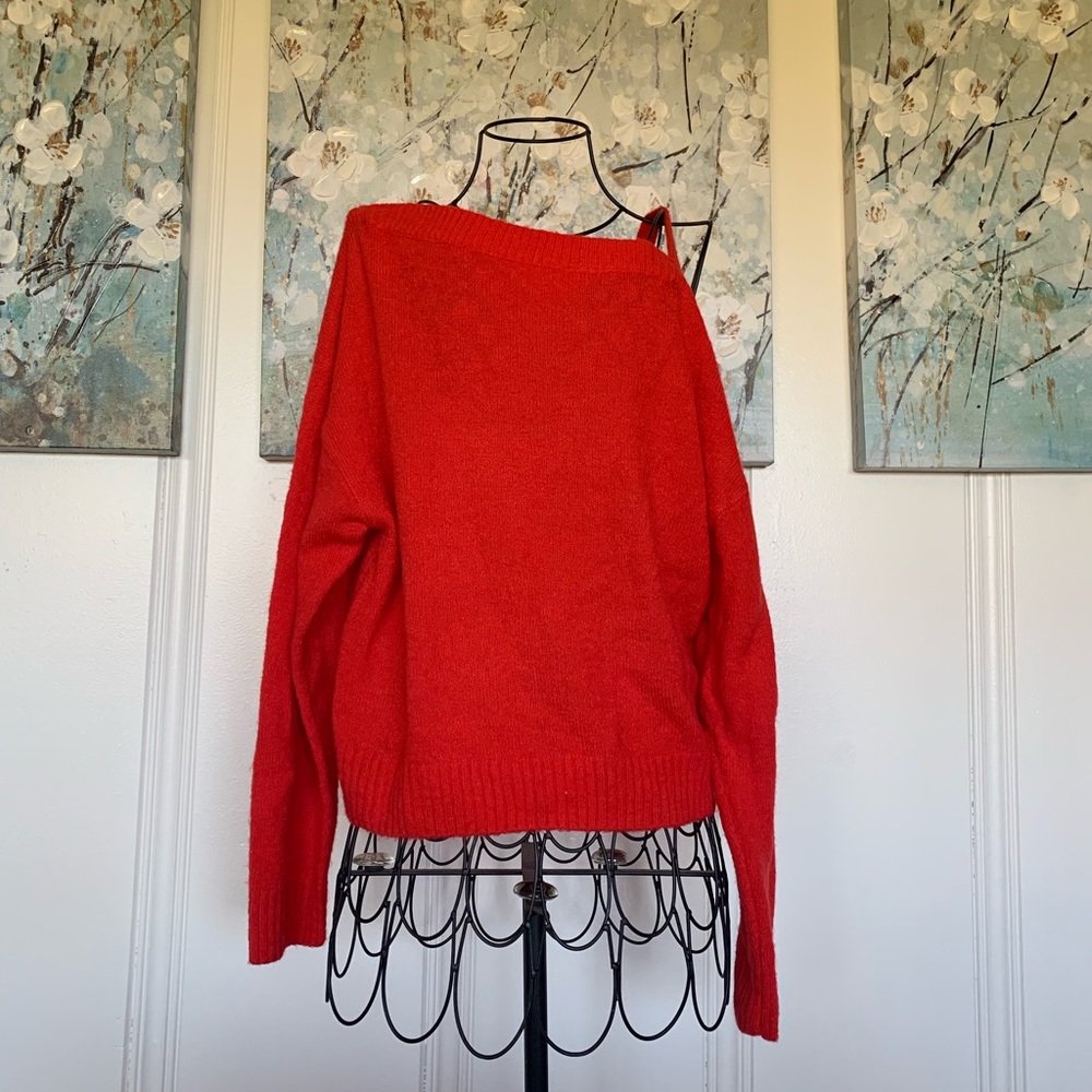 Red off shoulder h&m sweater